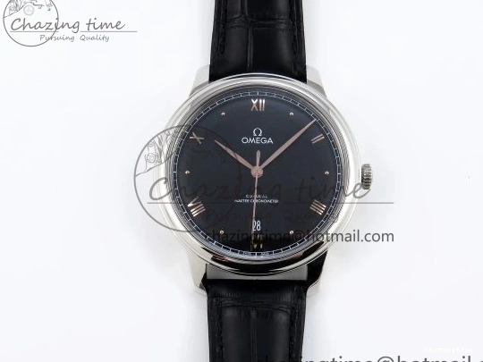 1218 TopPick De Ville Date SS MKF 1:1 Best Edition Black Dial Roman Marker on Black Leather Strap A 7743